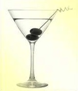 Dry Martini glass with two olives